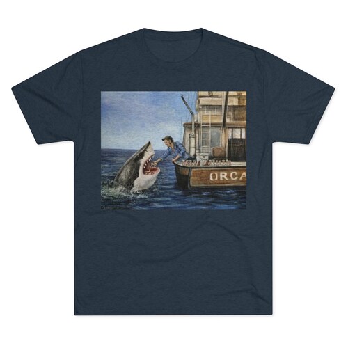 Drinking Buddies print Quint Pours a Beer Into Jaws Mouth. Etsy