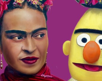 Frida and Bert when you show up with the same outfit Matching eyebrows Artist signed print