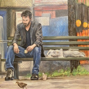 Sad Keanu meme 16x20 original acrylic painting. image 2