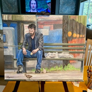 Sad Keanu meme 16x20 original acrylic painting. image 3