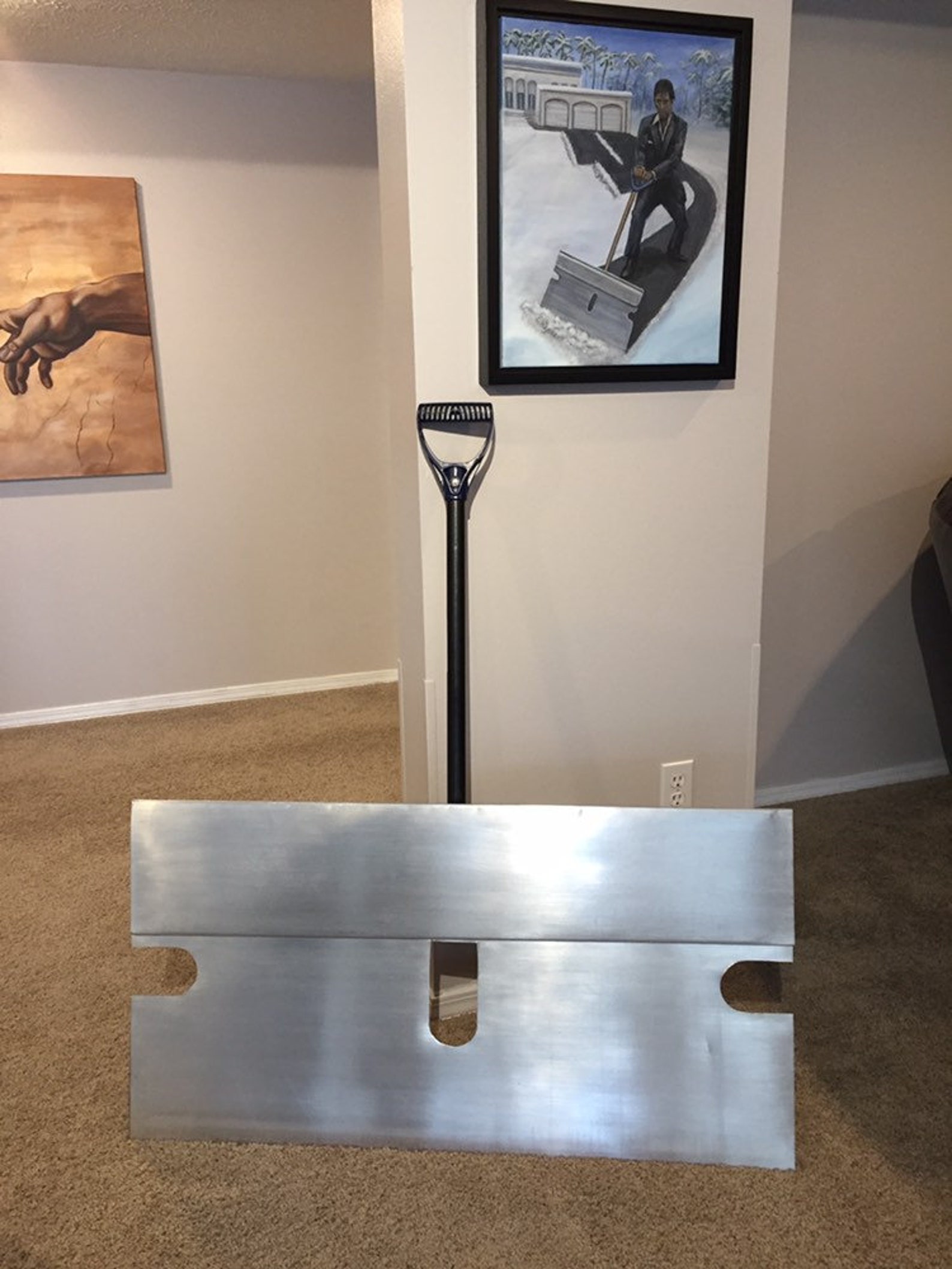 Blow shovel the one from the video Razor blade snow shovel. Etsy