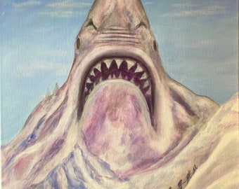 Shark mountain. 16” x 20” original acrylic painting on canvas