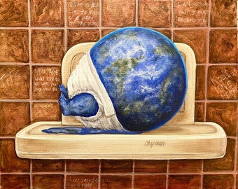 You can change the world earth on changing table with a diaper artist, signed print