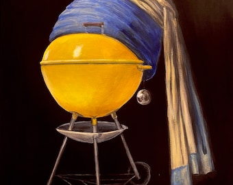 Grill with the pearl earring, Artist signed, digital print. Multiple sizes.