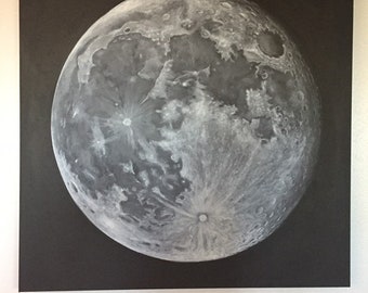 Large realistic moon painting 36“ x 36“ x 1.5“