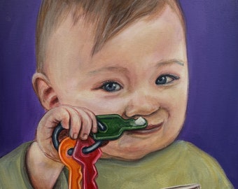 Baby bump. Un bambin faisant un key bump. Impression signée par l'artiste. Plusieurs variantes.