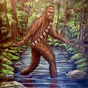 Chewbacca Bigfoot pose Chewie in his natural habitat Artist signed print