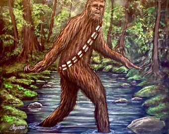 Chewbacca Bigfoot pose Chewie in his natural habitat Artist signed print