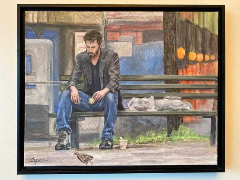 Sad Keanu meme 16x20 original acrylic painting. image 1