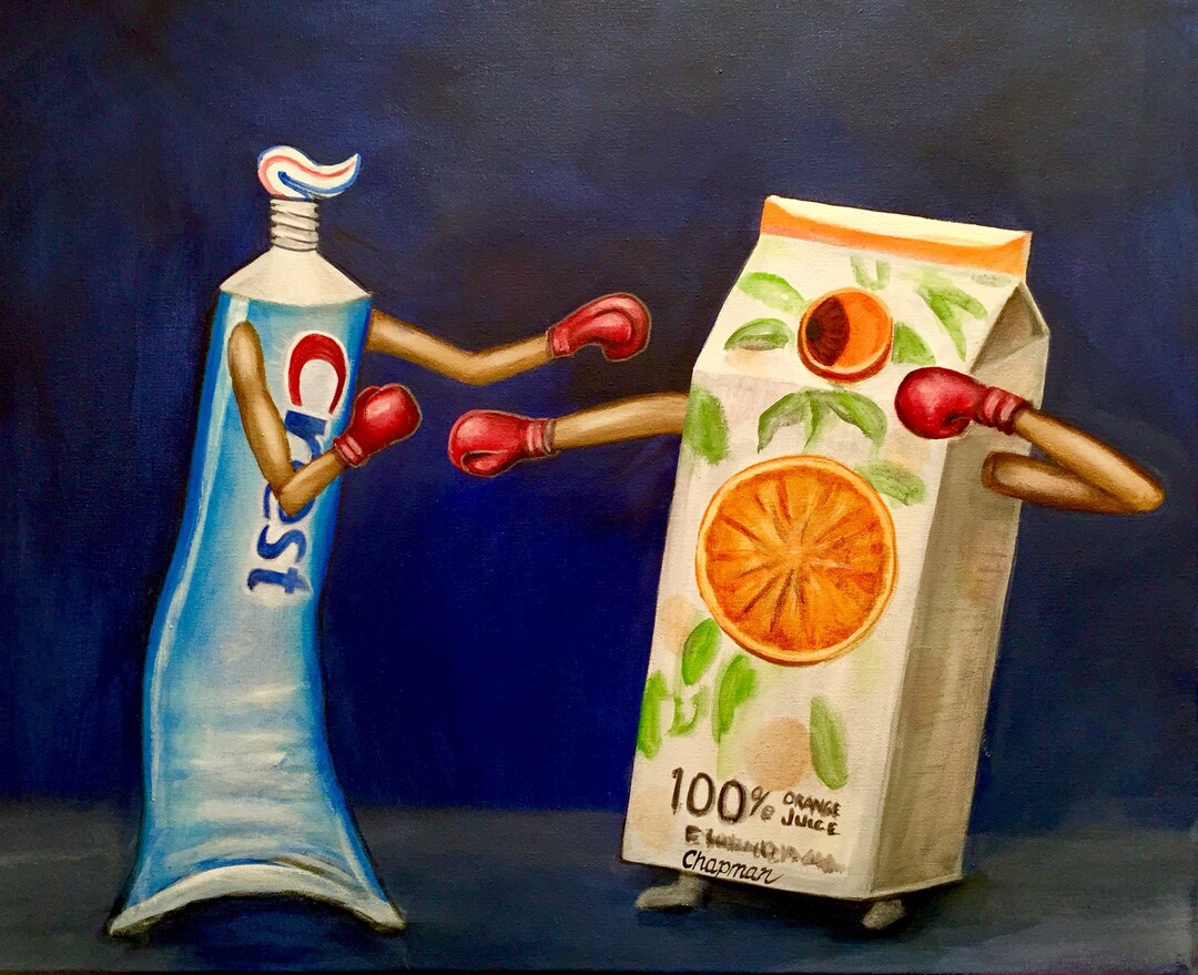 Bitter Enemies, Orange Juice Versus Toothpaste Boxing Match. Artist