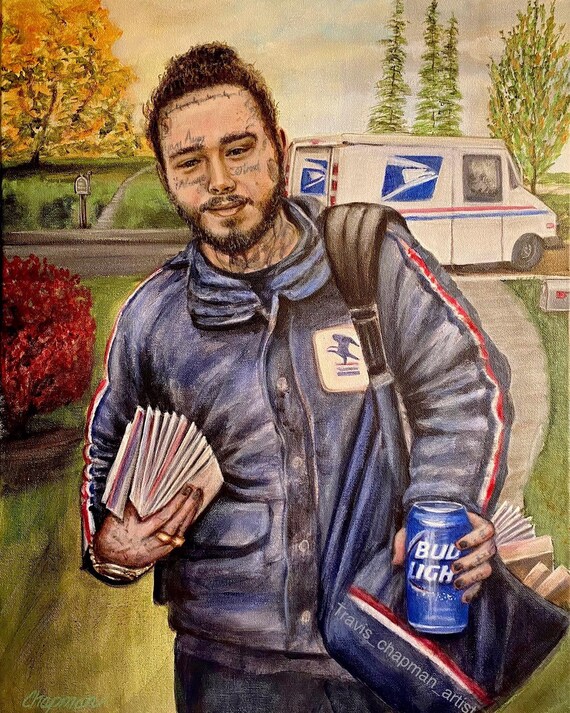 Postal Malone Post Malone as a Postal Worker. Artist Signed Etsy