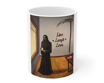 Grim Reaper "Live, Laugh, Love" Mug 11oz