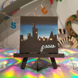 Peace Judaica Painting Hanukkah-Inspired Sunset Mini Canvas