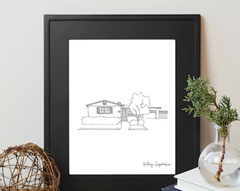 Custom Home B&W Illustration