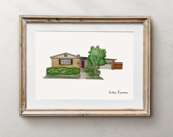 Custom Home Watercolor Illustration