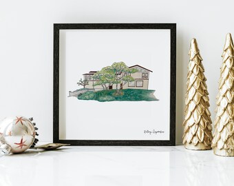 Custom Home Watercolor Illustration