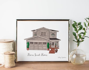 Custom Home Watercolor Illustration