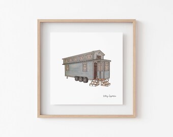 Custom Tiny House Watercolor Illustration