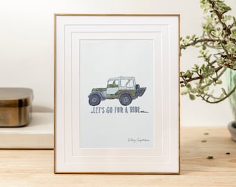 Custom Car Watercolor Illustration