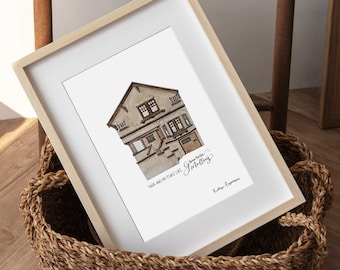 Custom Home Watercolor Illustration