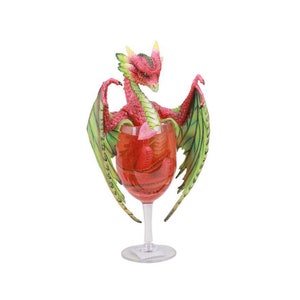 DAIQUIRI DRAGON figurine, dragon in a glass, drink dragon, gift,unique,figurine, strawberry dragon,bar decor, drinks, red, leaf winged