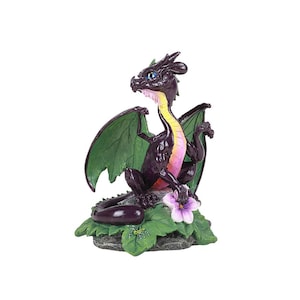 EGGPLANT DRAGON FIGURINE, dragon,dragon gift,figurine,eggplant,cute dragon,kitchen decor,unique gift,purple,pink,leaf winged