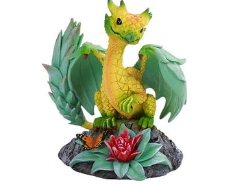 PINEAPPLE DRAGON FIGURINE, pineapple dragon, yellow dragon,dragon gift,unique,figurine,cute dragon,kitchen decor,unique gift,fruit,butterfly