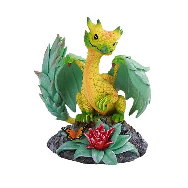 PINEAPPLE DRAGON FIGURINE, pineapple dragon, yellow dragon,dragon gift,unique,figurine,cute dragon,kitchen decor,unique gift,fruit,butterfly