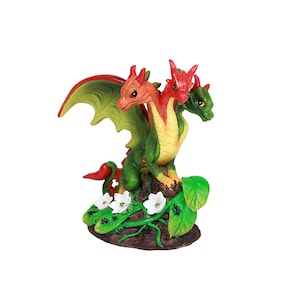 PEPPERS DRAGON FIGURINE, dragon, three headed dragon,dragon gift,figurine, bell peppers,cute dragon,kitchen decor,unique gift image 1