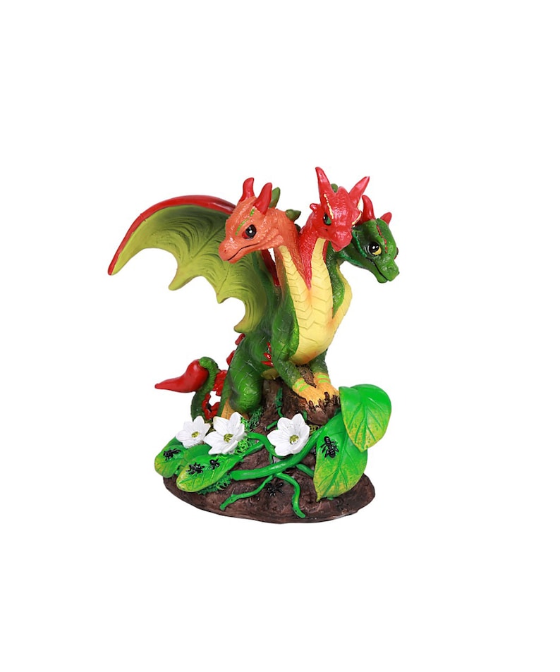 PEPPERS DRAGON FIGURINE, dragon, three headed dragon,dragon gift,figurine, bell peppers,cute dragon,kitchen decor,unique gift image 1