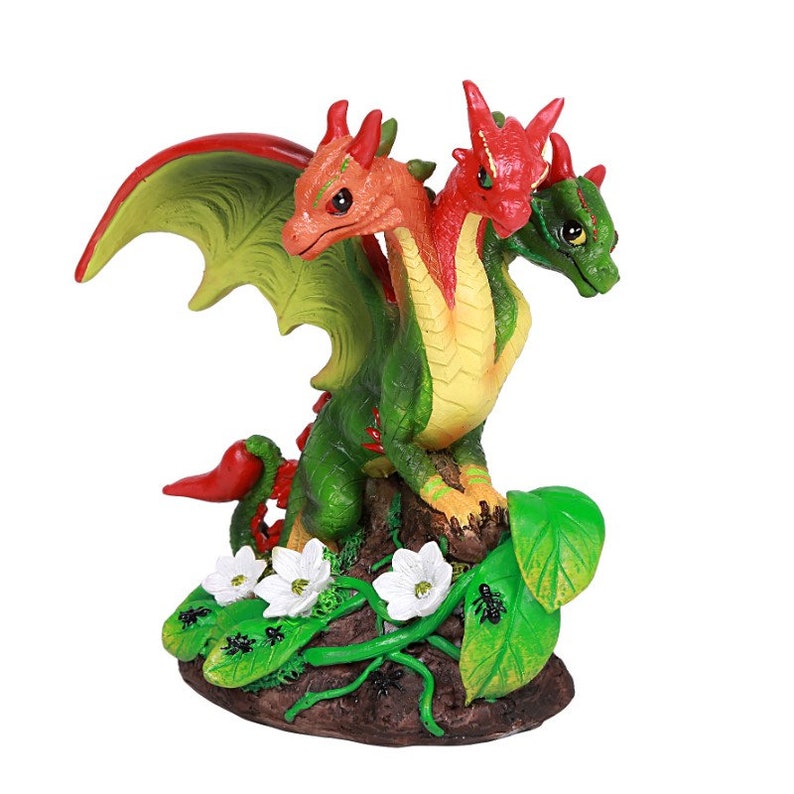 PEPPERS DRAGON FIGURINE, dragon, three headed dragon,dragon gift,figurine, bell peppers,cute dragon,kitchen decor,unique gift image 2