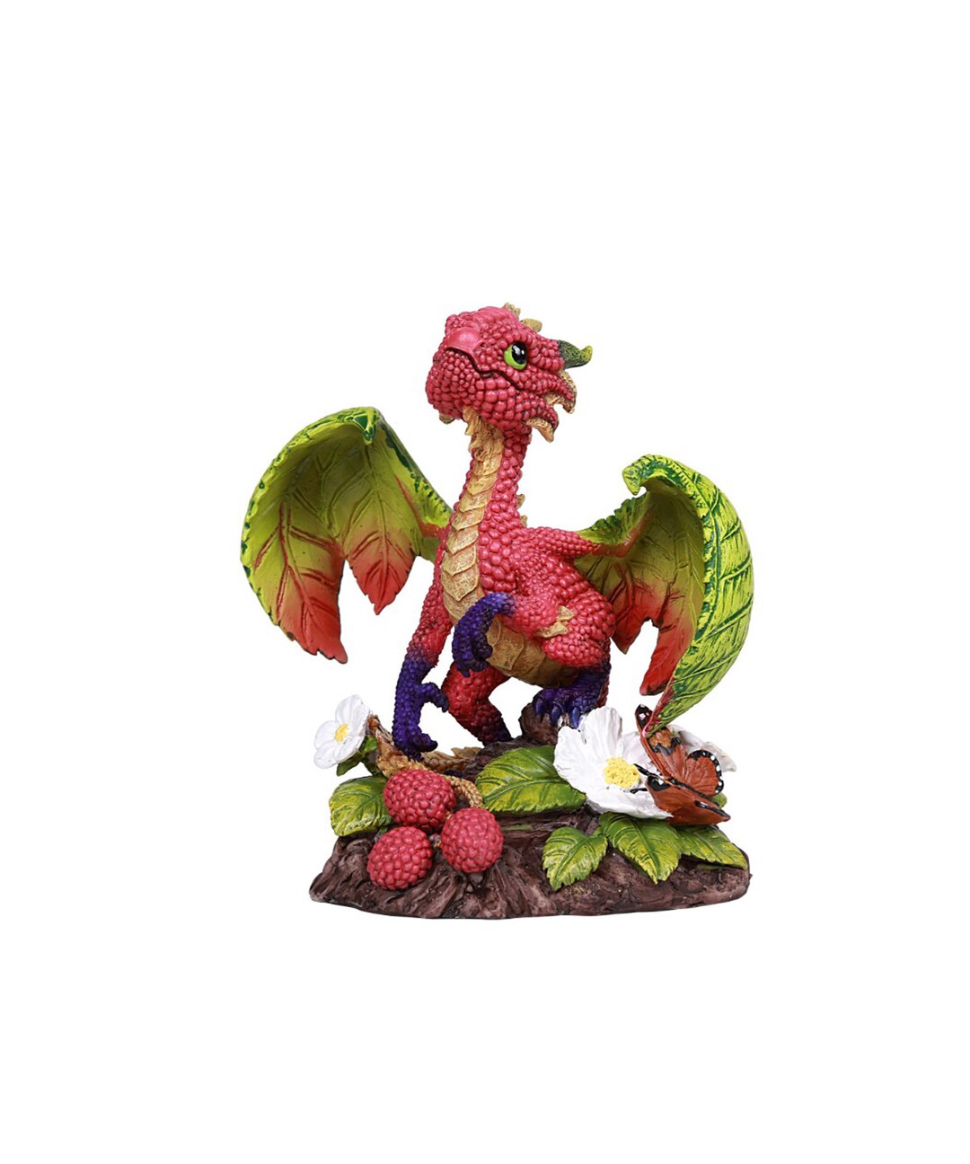 Raspberry Dragon Figurine, Leaf Winged Resin Dragon, Berry Decor - Etsy