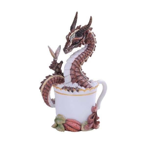 HOT CHOCOLATE DRAGON figurine, dragon in cup, brown dragon, gift,unique,figurine,chocolate dragon,cocoa dragon,kitchen decor,unique gift