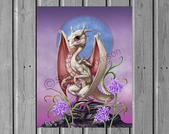 GARLIC DRAGON print 4x6, 8.5x11, or 11x14, dragon art, dragon poster, kitchen décor, kids room décor, food dragon, dragon poster