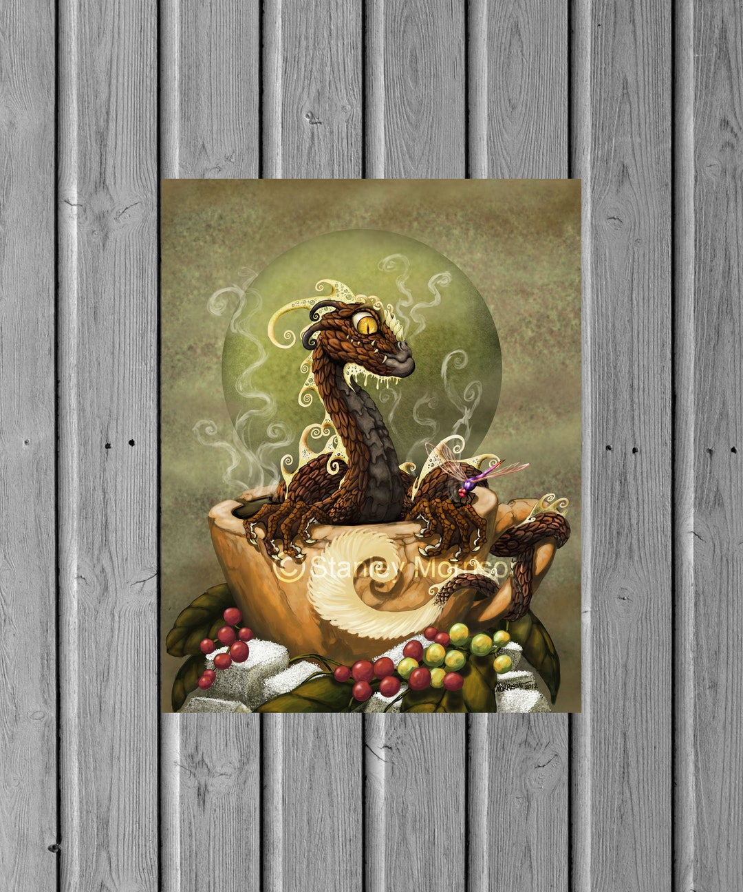 Coffee Dragon Art Print, Whimsical Kitchen Decor - Etsy