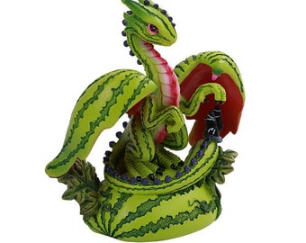 WATERMELON DRAGON FIGURINE, dragon, green dragon,dragon gift,unique,figurine,watermelon dragon,cute dragon,kitchen decor,unique gift,melon