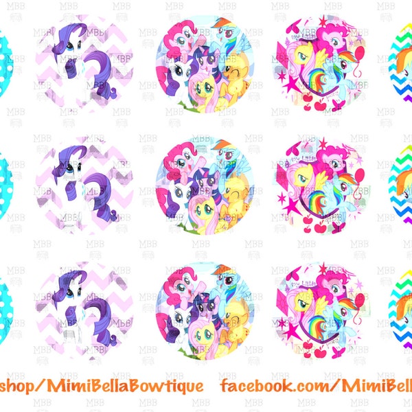 My Little Pony Friendship Is Magic Digital Bottle Cap Images Pinky Pie, Rarity, Rainbow Dash