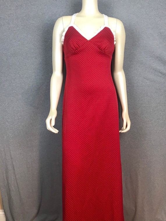 Vintage 70s RED Strawberry summer Maxi dress