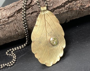 Leaf Necklace Embossed REAL Witch Hazel Leaf Nature Inspired Unique Gift Mother's Day Daughter Mom Sister Granddaughter Niece Cousin Grad 4U