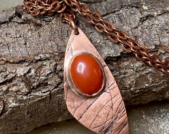 Handmade Copper Jasper Pendant Necklace, Earthy Stone Jewelry