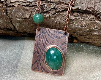 Green Aventurine Leaf Vein Necklace Unique Gift Mother's Day Granddaughter Daughter Sister Mom BFF Nana Gardener Gift Grad Nature Inspired