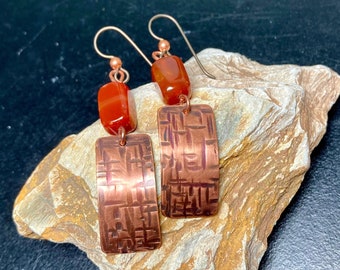 Carnelian Rectangle Earrings Gift For Mom Daughter Granddaughter College Mathematics Major Sister BFF Office Coworker Fire Sign Aries Leo