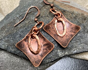 Diamond Shape Hammered Earrings Unique Mother's Day Gift Wife Mom Sister Daughter Granddaughter Graduation Gift Niece Neighbor Teen Cousin