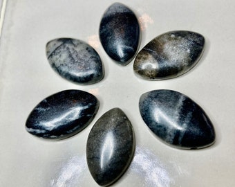 Destash 24 Pieces Picasso Marble 24x14mm Black Dark Grey Smoke Pendants Earrings Cabochons Side Drilled Marquis Flat Back Neutrals DIY