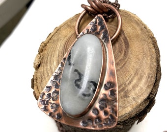 Unisex Smoke Jasper Hammered Triangle Pendant Unique Statement Jewelry Gift For Mom Dad Daughter Son Sister Brother Firefighter Friend Grad