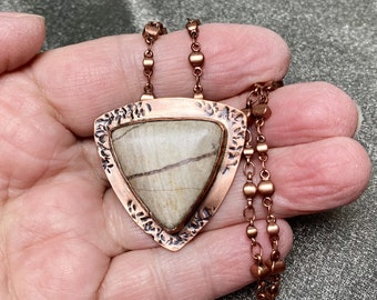 Earthy Neutral Color Marble Triangle Pendant Unique Gift New Wardrobe Update 2024 Life Balance Sand Taupe Khaki Cream Tan Cafe Au Lait Beige