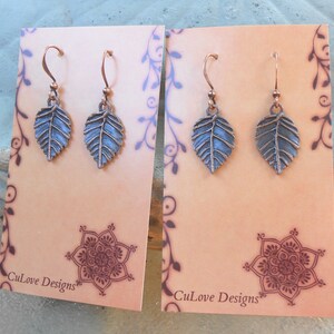 Leaf Charm Earrings Birch Elm Tree Nature Inspired Wild Forest Earth Magic Petite Earrings Elf Hobbit Fairy Ent Druid Cosplay LARP Gamer Fun image 2