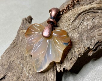 Maple Leaf Necklace, Carnelian Agate