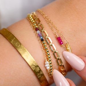 Birth month bracelet real birthstone gift for wife gift for sister family jewelry gift for aunt push present family birthstone bracelet gold