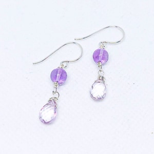 Quartz gemstone earrings dangle. gemstone jewelry crystal. handmade earrings for women. handmade jewelry for mom. jewelry gift under 50.